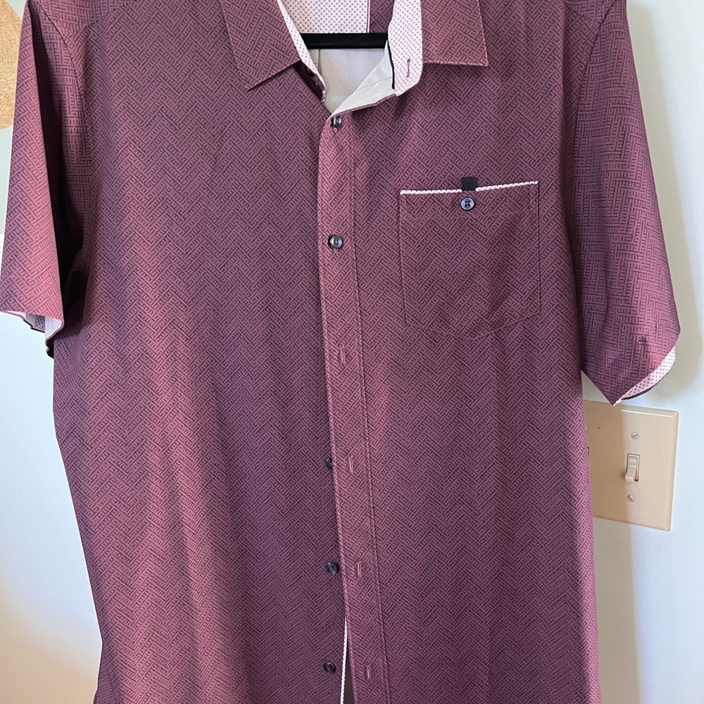 7 Diamonds Maroon Patterned Short Sleeve Shirt